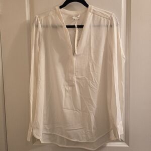 Kenar Sheer White Long Sleeve Blouse Size M